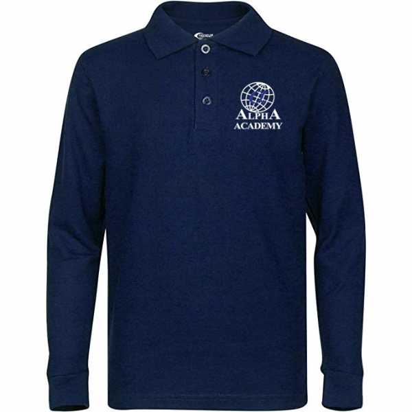 Children's - Navy Alpha Polo - Long Sleeve