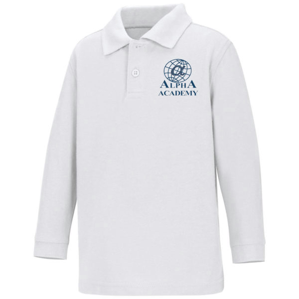Adult -Navy White Polo - Long Sleeve