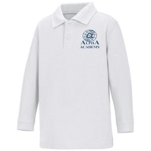 Children's -Navy White Polo - Long Sleeve