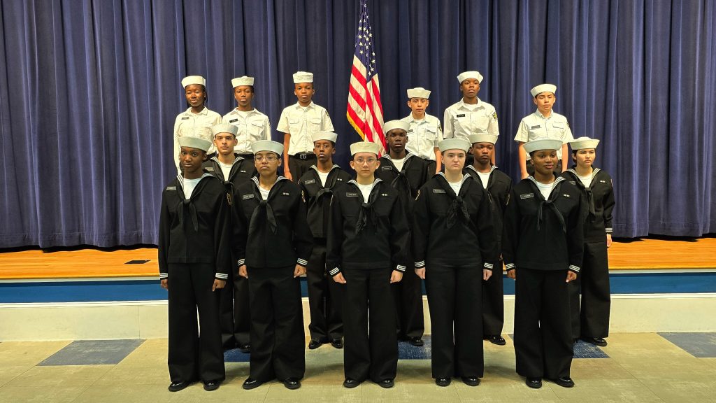 Sea Cadets standing at attention